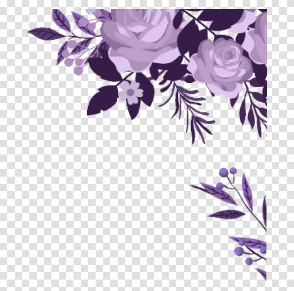 Corner Watercolor Floral Purple Flower Border, Floral Design, Pattern Transparent Png