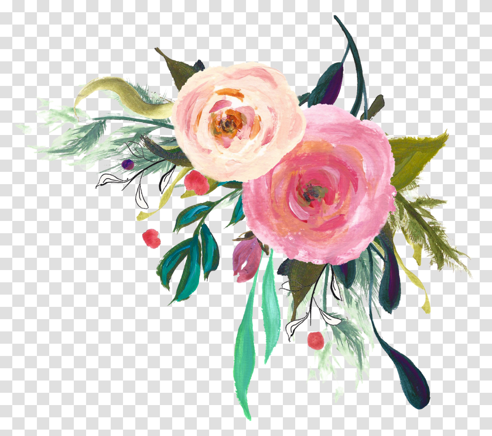 Corner Watercolor Floral & Clipart Free Corner Watercolor Flowers, Rose, Plant, Blossom, Floral Design Transparent Png
