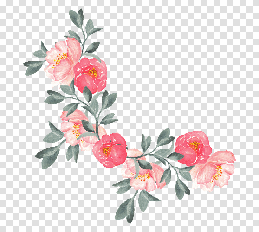 Corner Watercolor Flower Image Watercolor Flowers, Plant, Blossom, Floral Design, Pattern Transparent Png