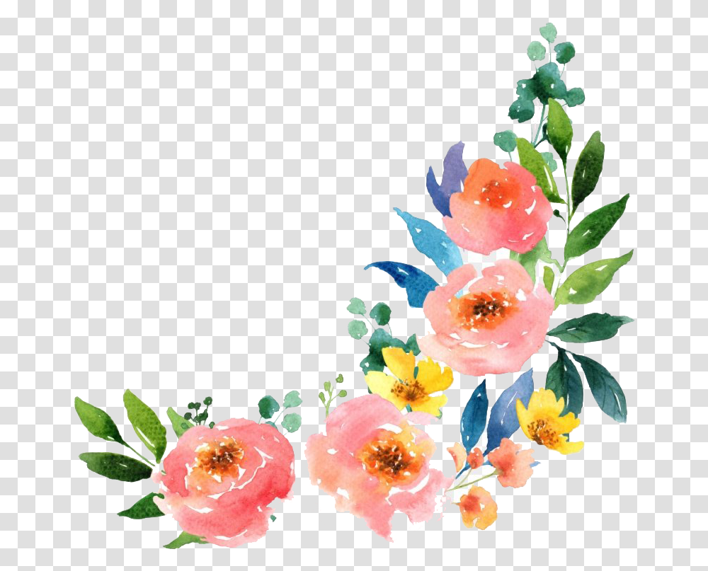 Corner Watercolor Flower, Plant, Floral Design, Pattern Transparent Png