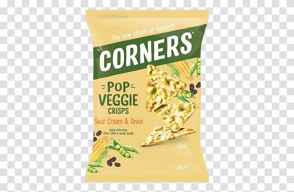 Corners Pop Veggie Crisps, Food, Plant, Menu, Paper Transparent Png