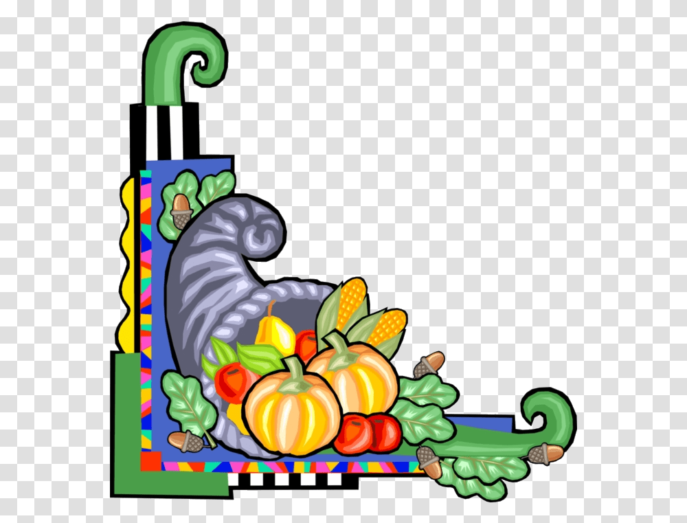 Cornucopia Vector Illustration Of Horn Plenty Border Vegetable And Fruits Border Clipart, Water Transparent Png