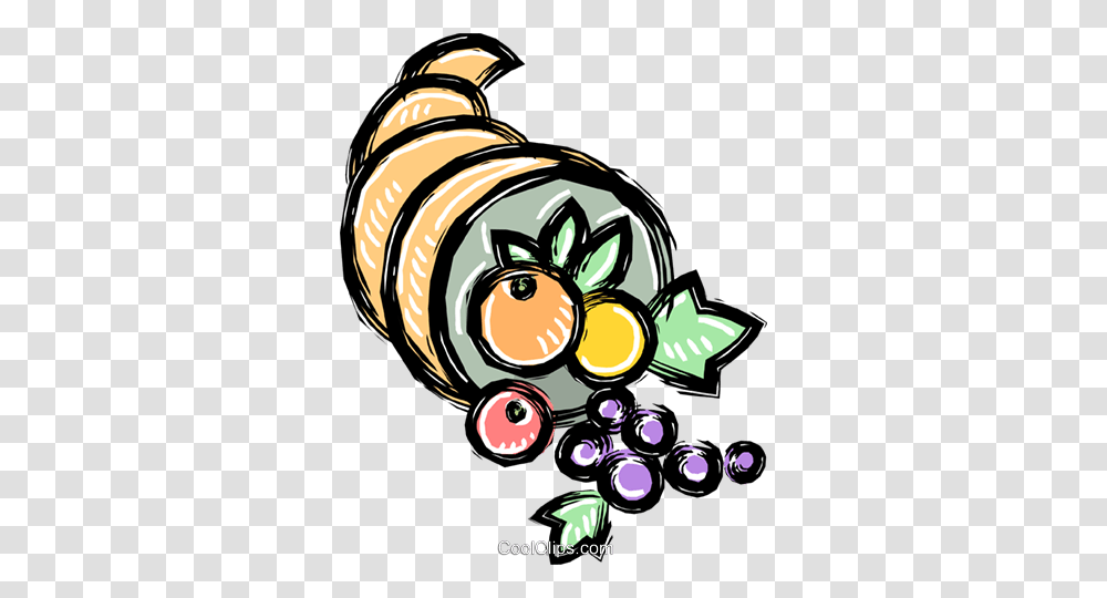 Cornucopia With Fruits Royalty Free Vector Clip Art Illustration, Food, Plant, Dessert Transparent Png