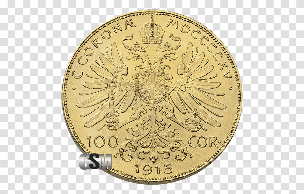 Corona Austrian Gold Coin Coin, Money, Rug Transparent Png
