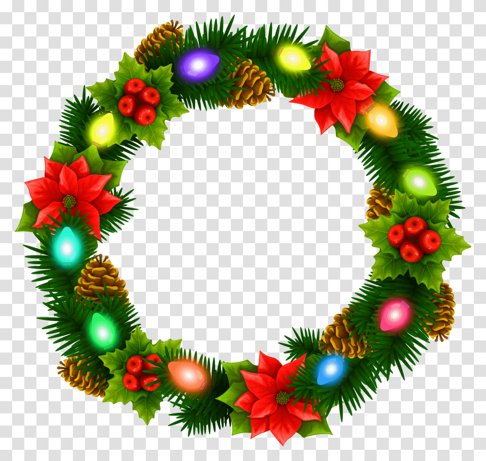 Corona De Flores Navidad Christmas Wreath Clipart Background, Green,  Transparent Png