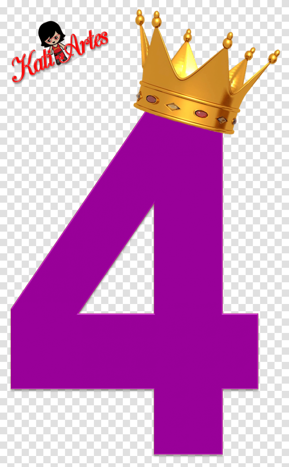 Corona Dorada De Princesa Numero 4 De La Princesa Sofia, Alphabet, Number Transparent Png