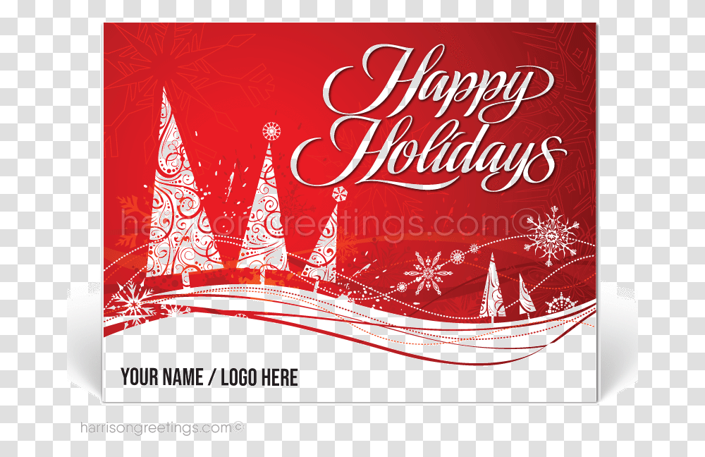 Corporate Red Happy Holiday Postcards Christmas Day, Text, Tree, Plant, Graphics Transparent Png