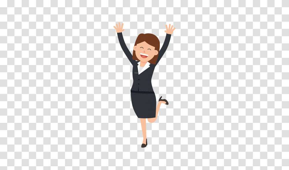 Corporate Woman Jumping For Joy, Person, Female, Standing, Girl Transparent Png