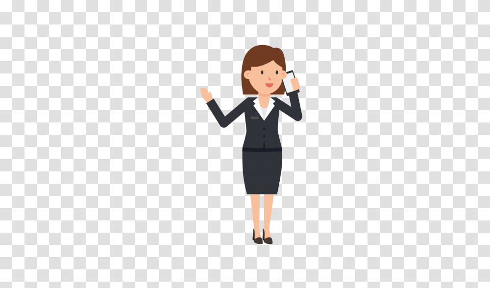 Corporate Woman Talking On The Phone Standing, Person, Female, Dress Transparent Png