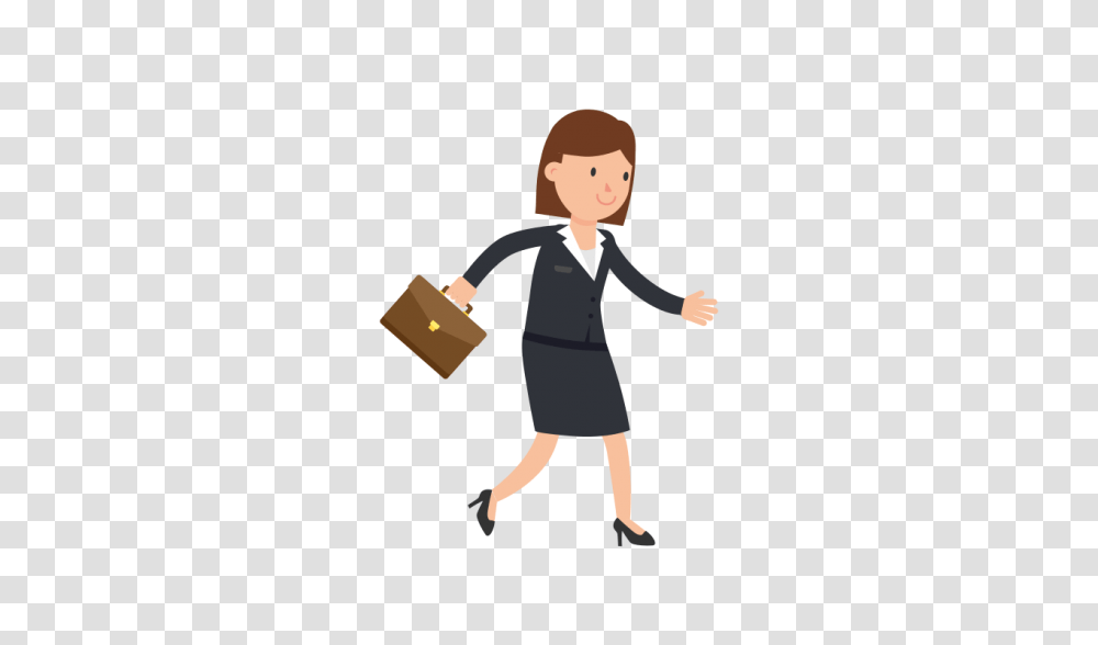 Corporate Woman Walking With Suitcase, Standing, Person, Human, Bag Transparent Png