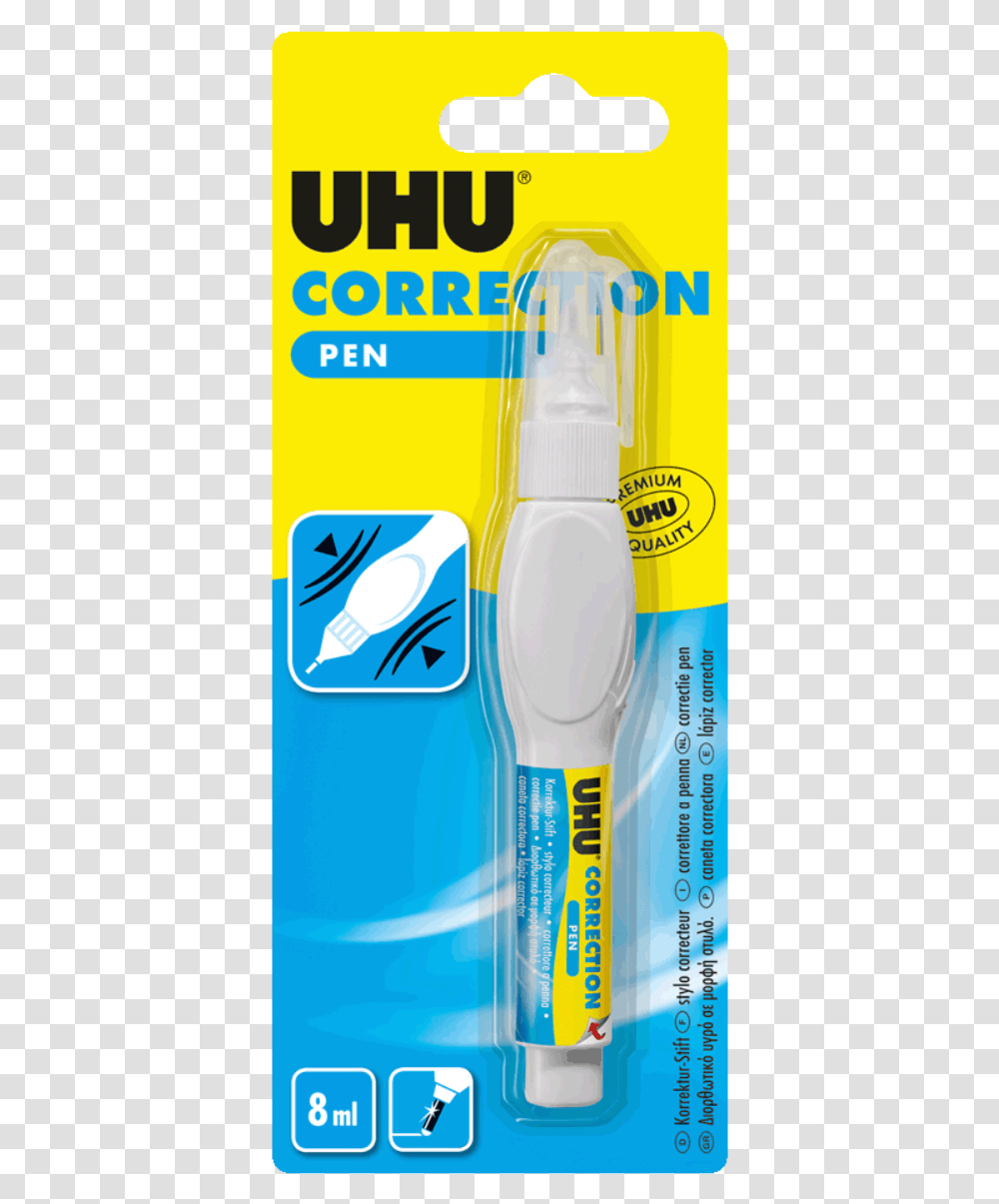 Correction Pen Uhu, Bottle, Cosmetics, Sunscreen, Toothpaste Transparent Png