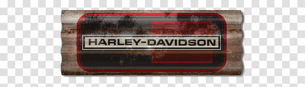 Corrugated Vintage Harley Davidson Logo Sign Bacon, Label, Text, Bumper, Vehicle Transparent Png