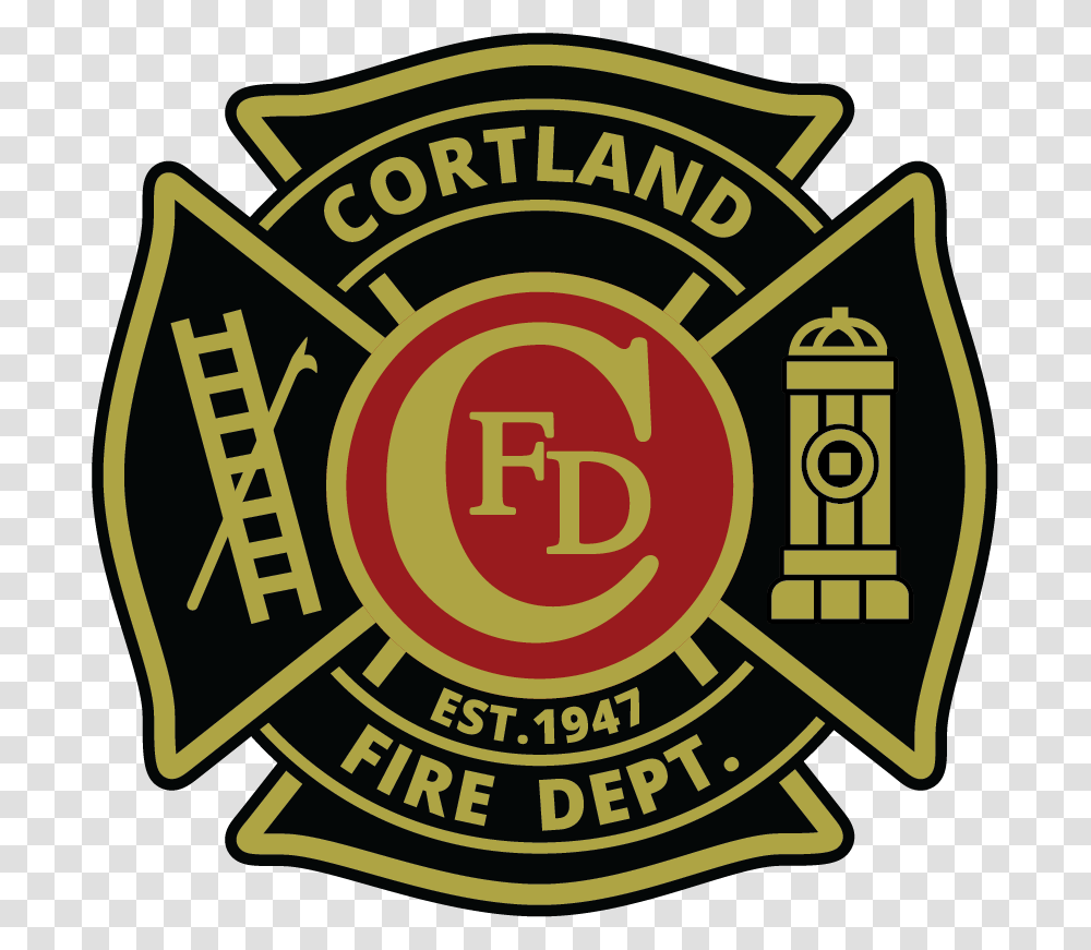 Cortland Fire Department Logo Cortland Fire Department, Trademark, Badge, Ketchup Transparent Png