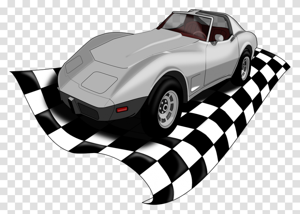 Corvette Racing Car Flag Carrera De Auto, Vehicle, Transportation, Sports Car, Coupe Transparent Png