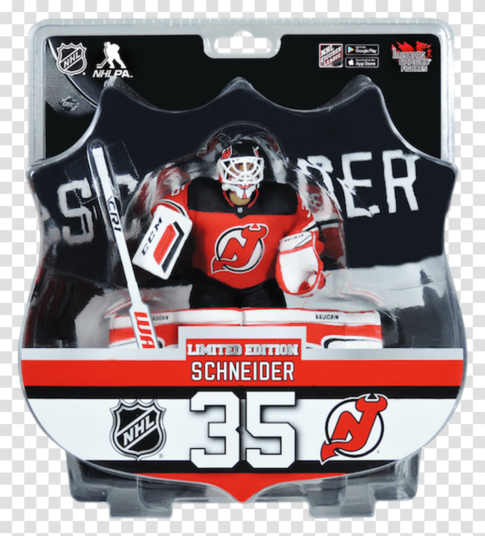 Cory Schneider New Jersey Devils 18 19 Nhl 6 Figure Imports Dragon Only 2850 Nhl All Star, Clothing, Person, People, Helmet Transparent Png