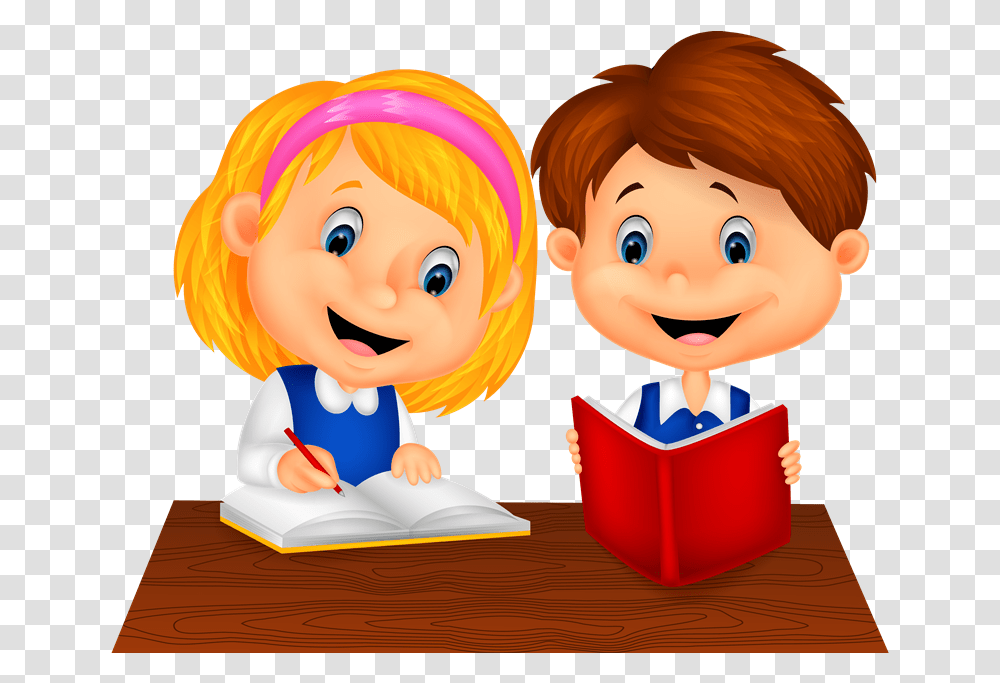 Cosas Para Photoscape Im Boy And Girl Studying Cartoon, Person, Human, Doll, Toy Transparent Png