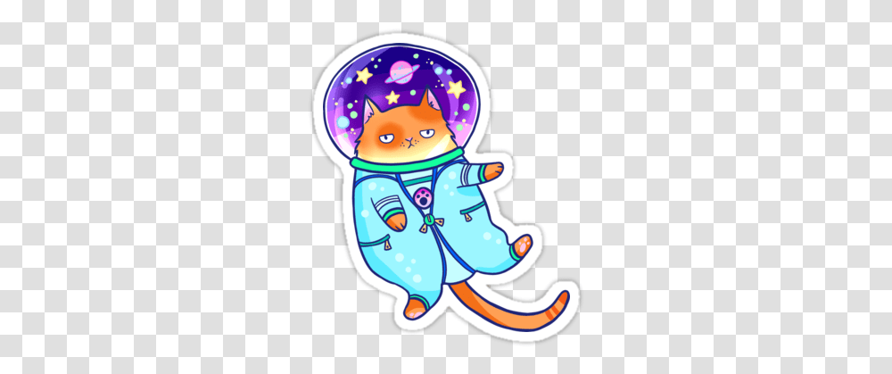 Cosmocat Is Ready For Adventures And Cat Astrophes Part Space Cat Sticker, Astronaut, Snowman, Winter, Outdoors Transparent Png