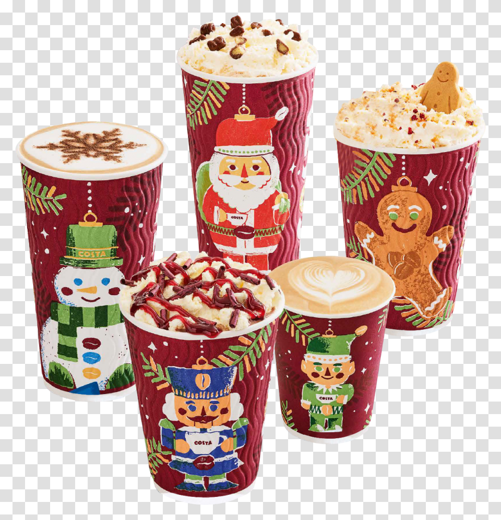 Costa Coffee Christmas Cups 2017, Snack, Food, Popcorn, Cream Transparent Png