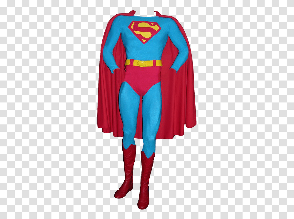 Costume Worn By Christopher Reeve In His First Two Superman Christopher Reeve Suit, Cape, Person, Cloak Transparent Png