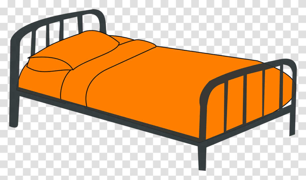 Cot Bed Orange Furniture Sleep Metal Frame Bed Clipart, Table, Couch, Tabletop, Coffee Table Transparent Png