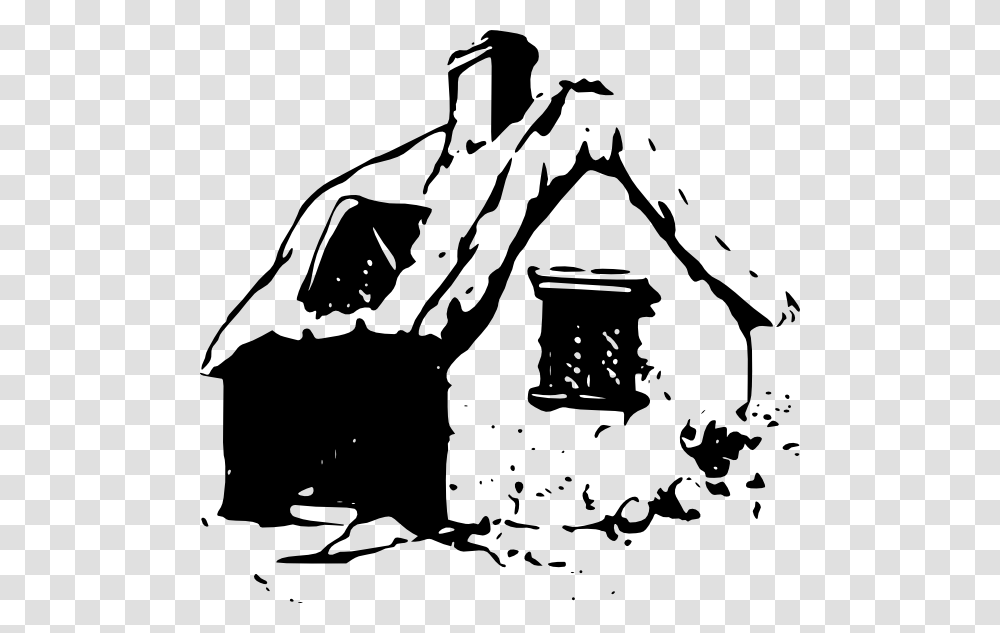 Cottage Country House Log Cabin Small Old Home Clipart, Stencil, Bird, Musician, Drawing Transparent Png