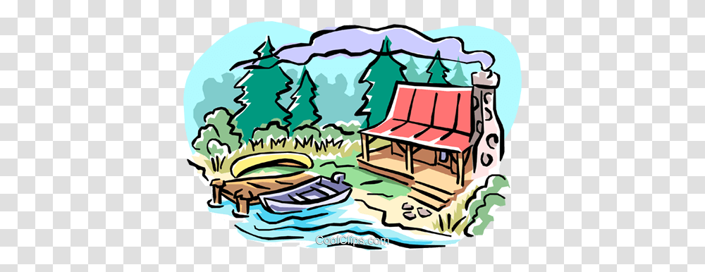 Cottage Landscape Royalty Free Vector Clip Art Illustration, Outdoors, Building, Nature, Housing Transparent Png