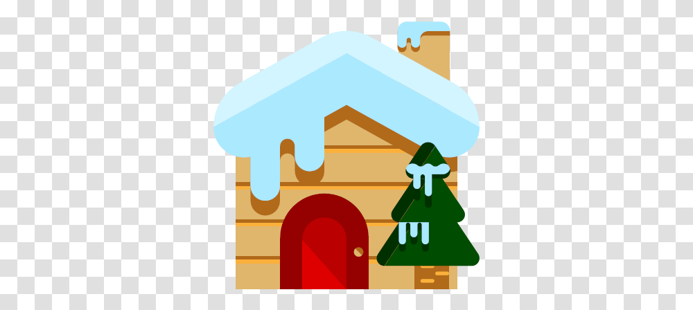 Cottage Merry Snow Tree Wood Wooden Icon Merry Christmas, Housing, Building, Outdoors, Nature Transparent Png