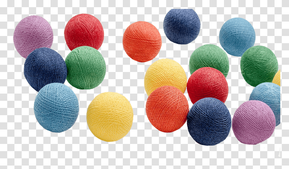 Cotton Ball Light Chain Rainbow Colored Cotton Balls, Sphere, Yarn, Art Transparent Png
