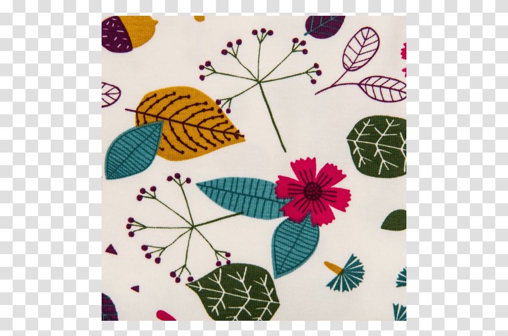 Cotton Jersey Printed Autumn Woodland Multicolored Motif, Embroidery, Pattern, Applique, Stitch Transparent Png