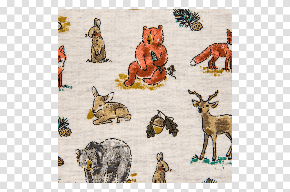 Cotton Jersey Printed Forest Animals Multicolored, Antelope, Wildlife, Mammal, Deer Transparent Png