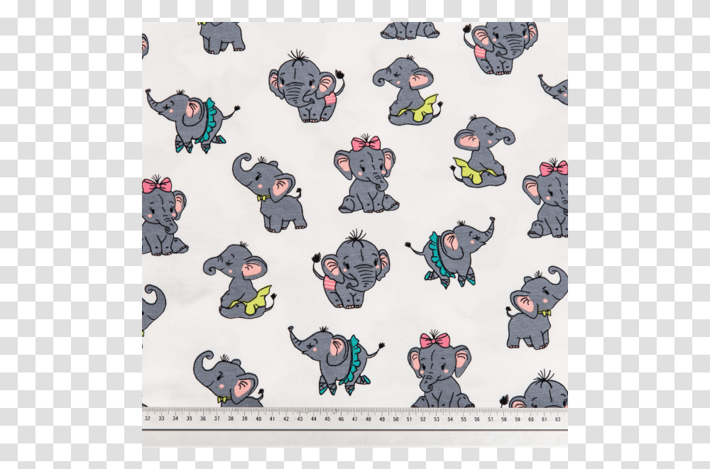 Cotton Jersey Printed Little Baby Elephants Multicolored Cartoon, Label, Dog, Pet Transparent Png