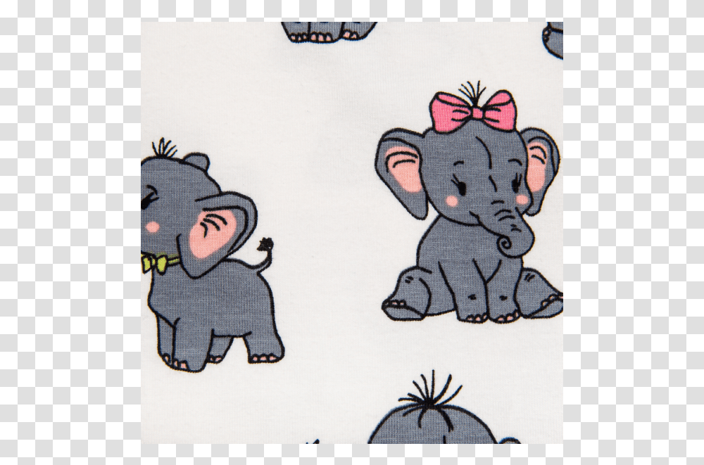 Cotton Jersey Printed Little Baby Elephants Multicolored Cartoon, Pattern, Embroidery, Mammal, Animal Transparent Png
