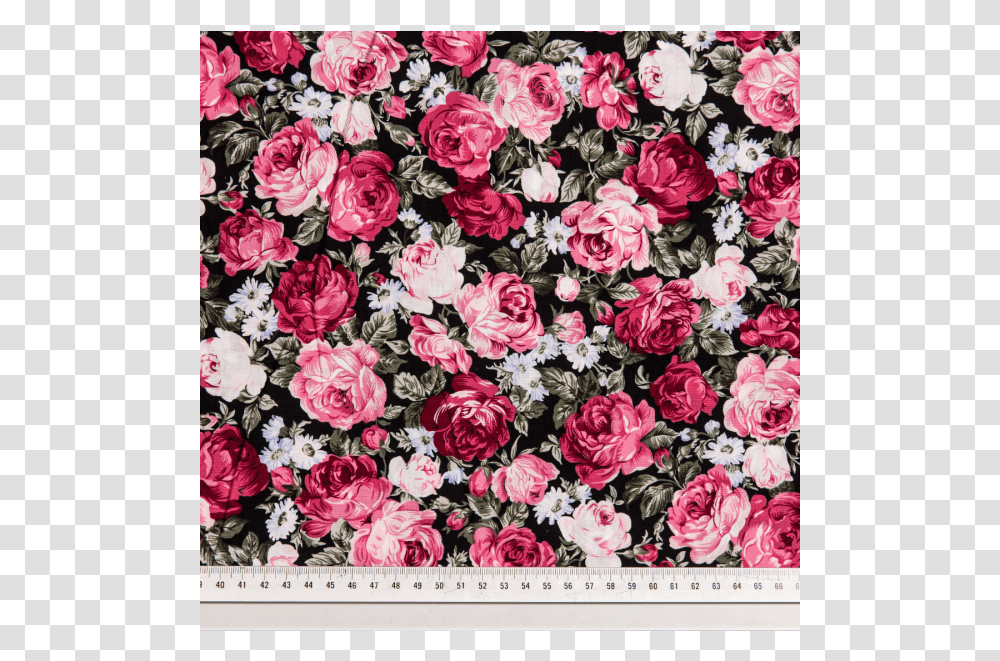 Cotton Poplin Printed Roses Dusty Pinkblack Hybrid Tea Rose, Floral Design, Pattern Transparent Png