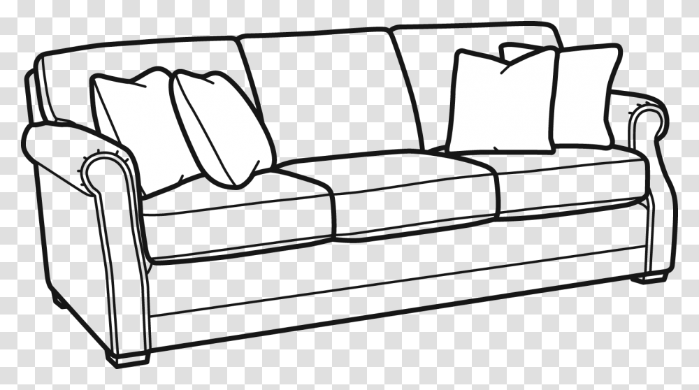 Couch Clipart Side View Couch Black And White, Furniture, Cushion, Silhouette, Car Transparent Png