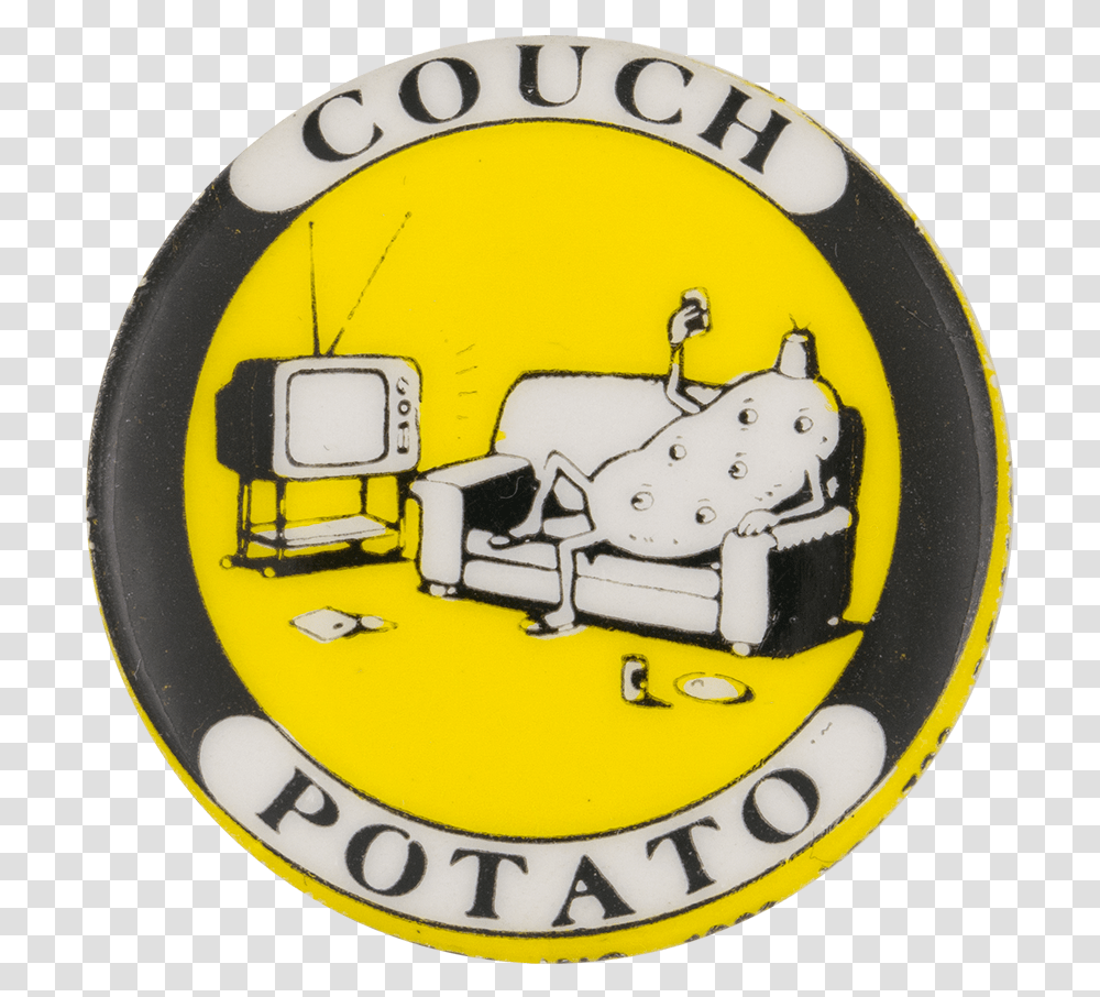 Couch Potato Humorous Button Museum Illustration, Logo, Trademark, Helmet Transparent Png