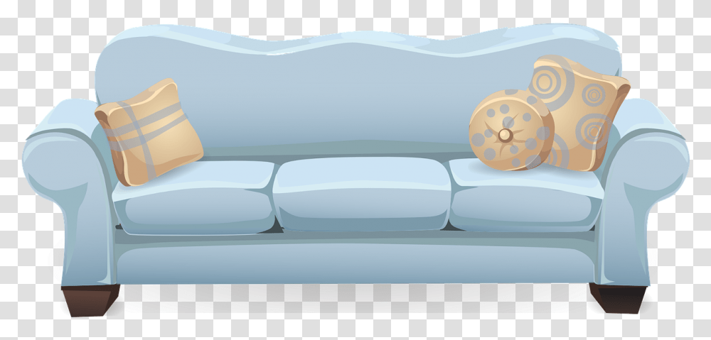 Couch Sofa Blue Pillows Cushions Seating Seat Couch Clipart, Furniture, Crib, Sunglasses, Accessories Transparent Png