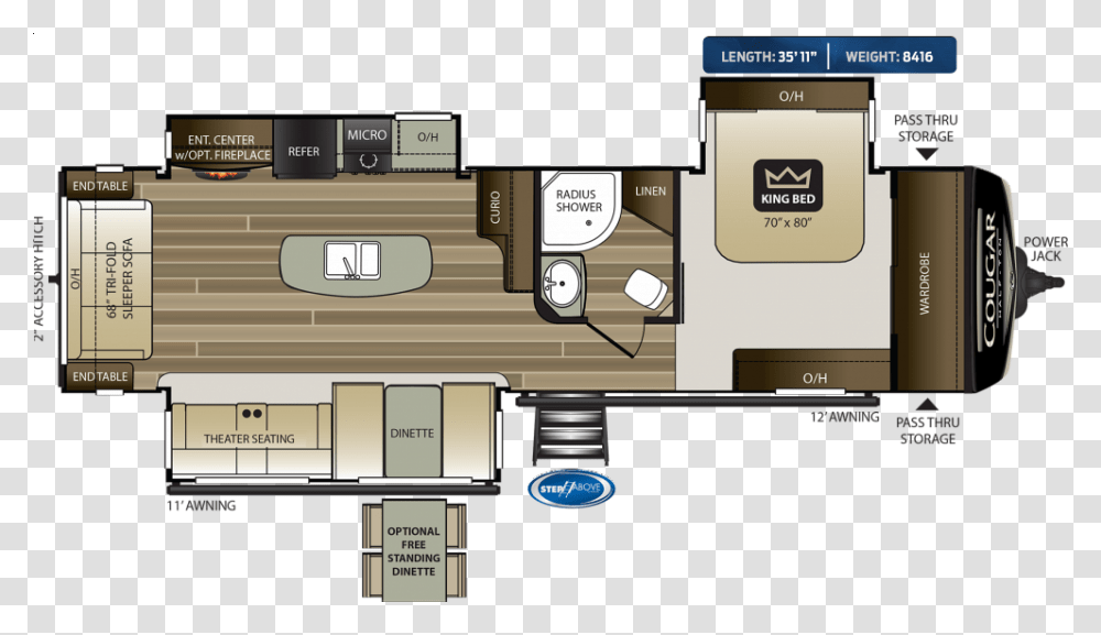 Cougar 368mbi Fifth Wheel, Floor Plan, Diagram, Furniture, Housing Transparent Png