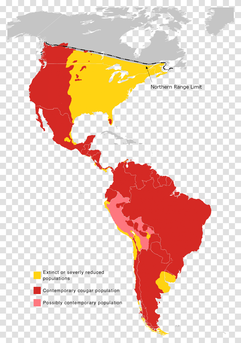 Cougar Range Map 2010 Latin America, Plot, Diagram, Atlas, Poster Transparent Png