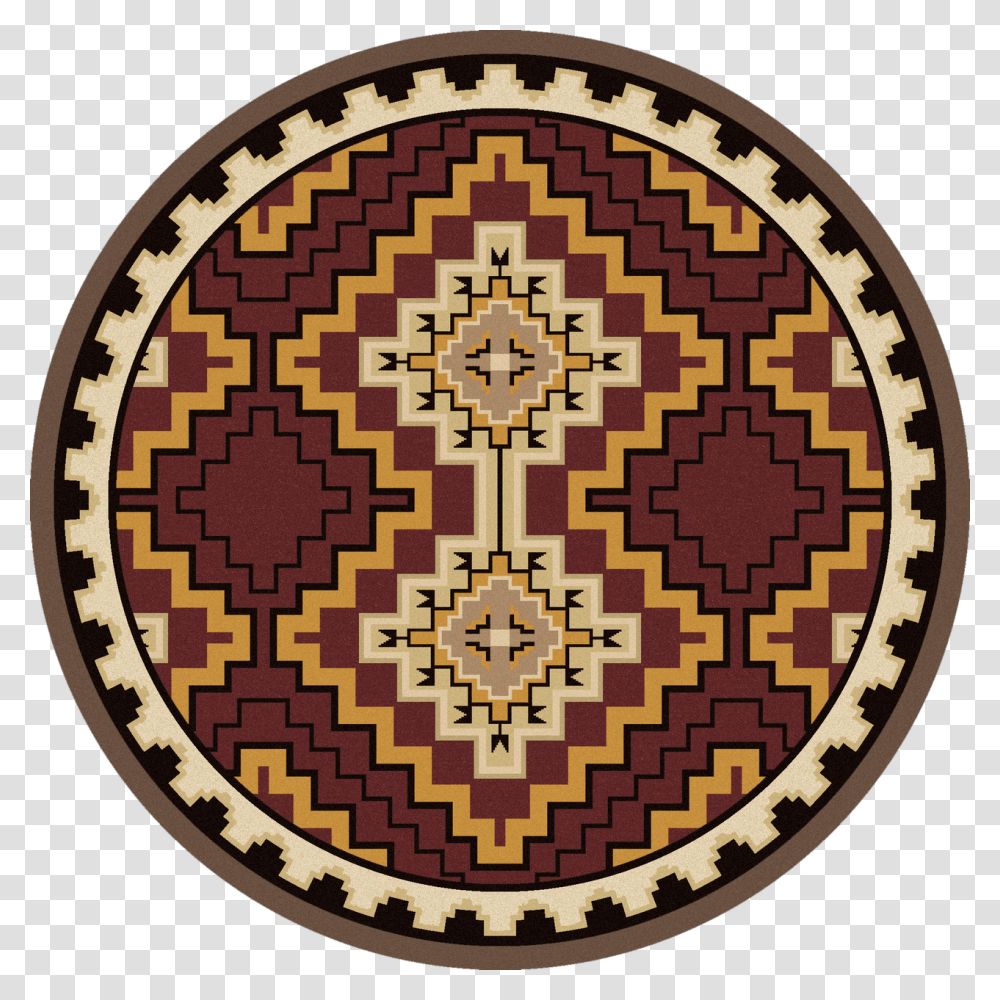 Council Firered Round Rug By American Dakota Offer Ribbon, Pattern, Floral Design Transparent Png