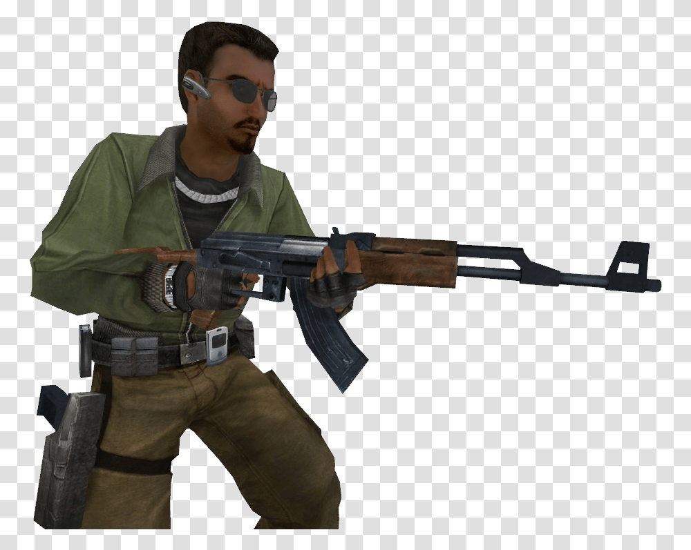 Counter Strike Source Ak 47 Download Man With Ak 47, Person, Human, Gun, Weapon Transparent Png
