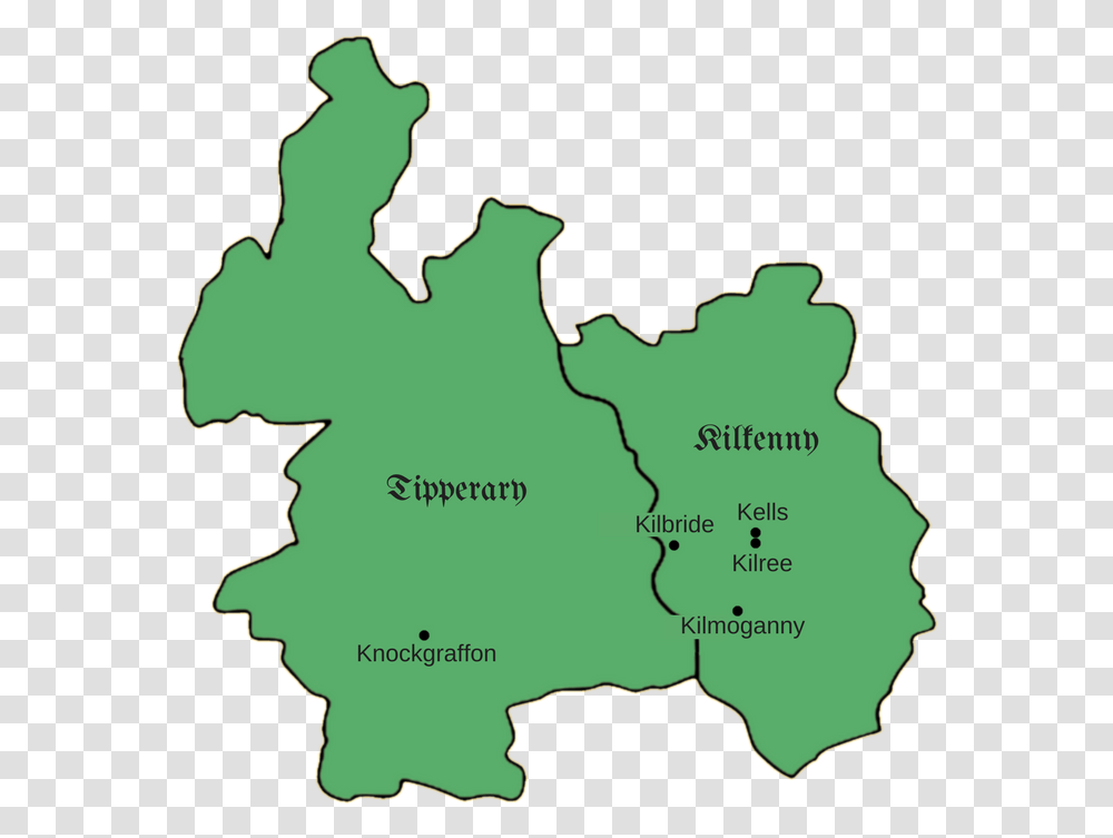Counties Of Kilkenny And Tipperary With Town Locations Map, Diagram, Plot, Atlas, Tree Transparent Png