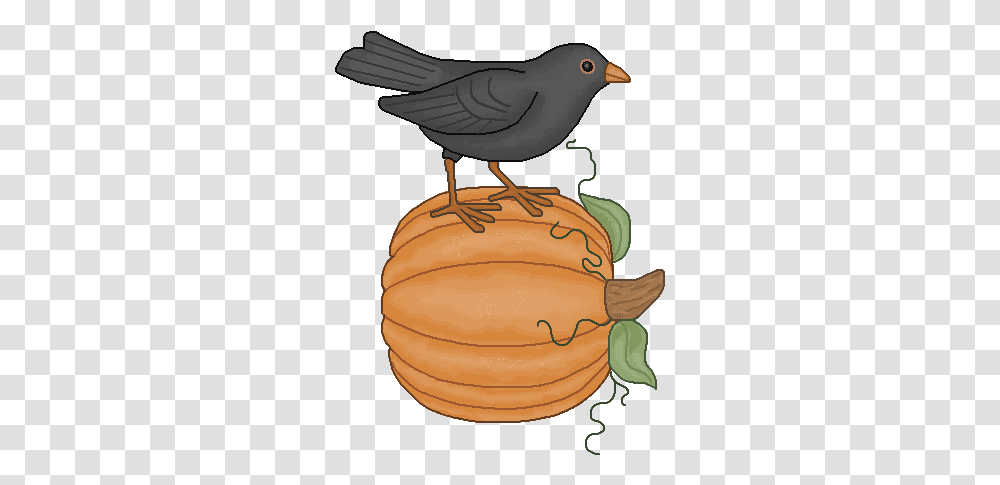 Country Autumn Fall Pumpkin And Crow Clip Art Crow On Pumpkin Clipart, Plant, Animal, Nut, Vegetable Transparent Png