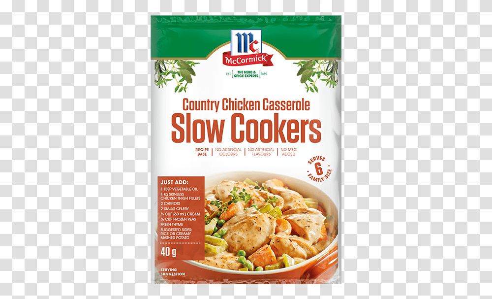 Country Chicken Casserole Mccormick Slow Cooker Chicken Curry, Menu, Advertisement, Flyer Transparent Png