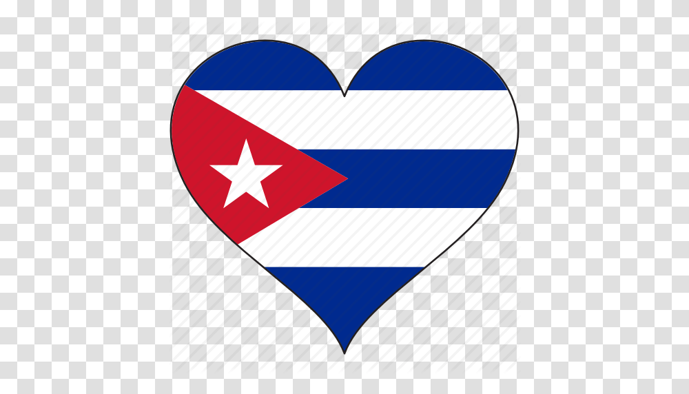 Country Cuba Flag Heart Love North America Icon, Plectrum, Triangle Transparent Png
