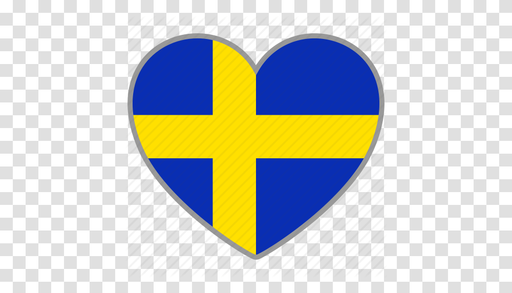 Country Flag Flag Heart Love National Sweden Icon, Road Sign, Star Symbol, Plectrum Transparent Png