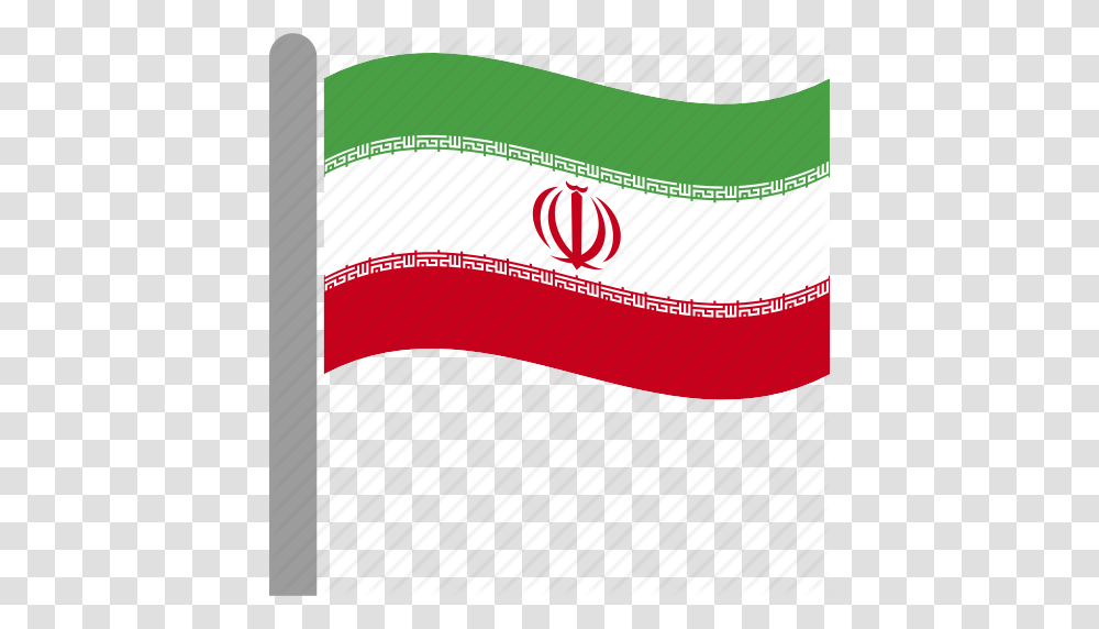 Country Flag Iran Iranian Irn Pole Waving Icon, Label, Paper Transparent Png