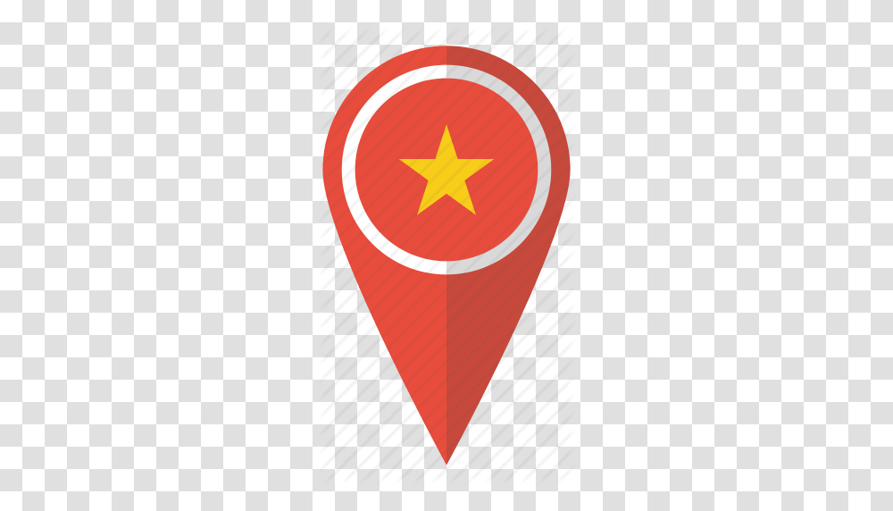 Country Flag Map Marker National Pin Vietnam Vietnamese Icon, Star Symbol, Rug, Plectrum Transparent Png