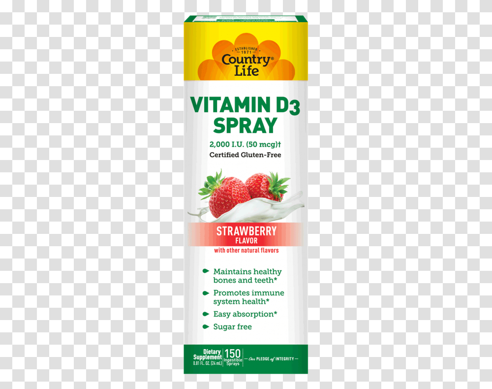 Country Life Country Life Vitamin D3 Spray, Plant, Strawberry, Fruit, Food Transparent Png