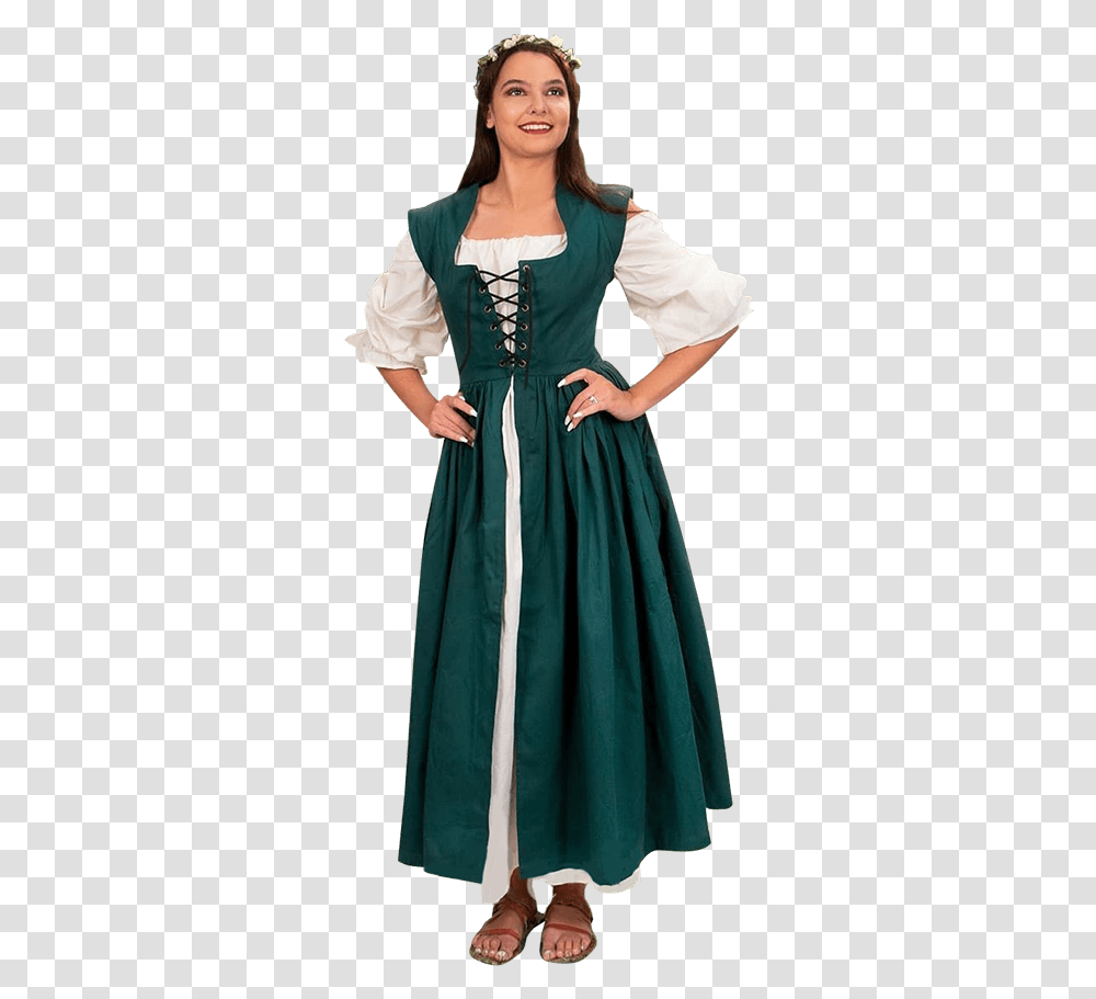 Country Maid Overdress Renaissance Clothing For Women, Costume, Female, Person, Evening Dress Transparent Png