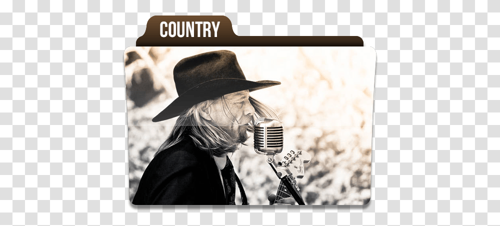 Country Music Folder Folders Free Microphone, Hat, Clothing, Person, Leisure Activities Transparent Png